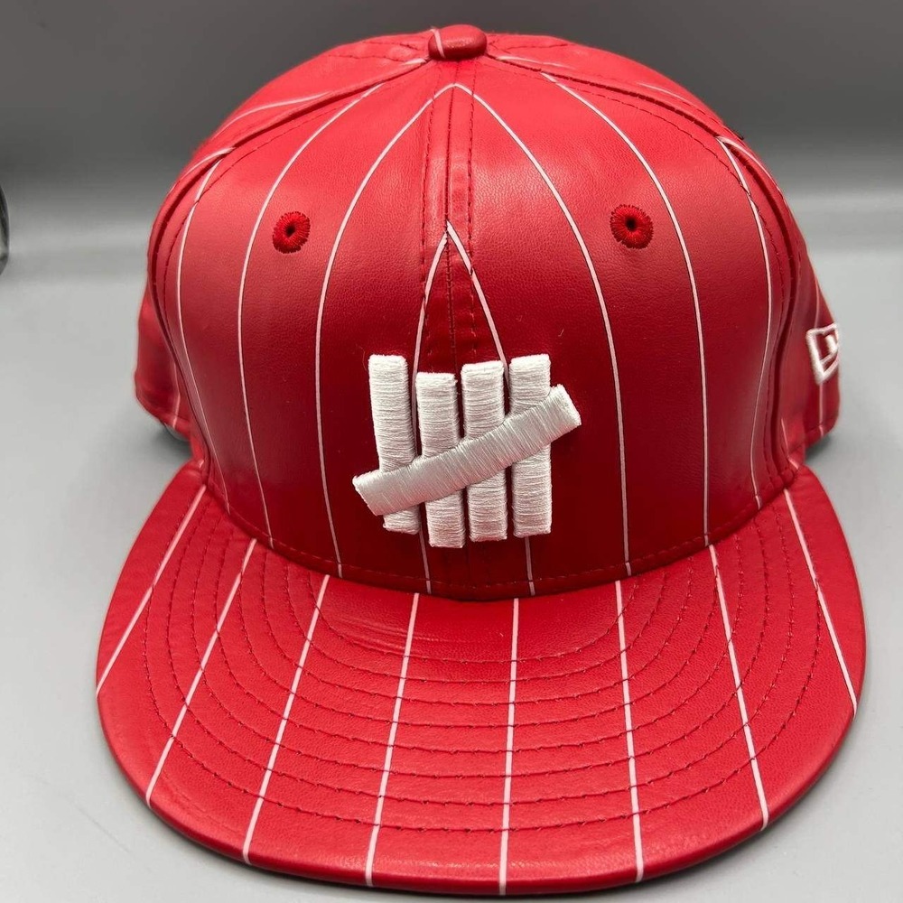 Undefeated Hat Men 7 1/4‎ Red Green Pinstripes 59Fifty New Era Fitted Cap New